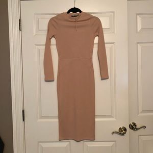 *NWT* Asos Beige Bodycon Midi Dress w/ High Neck